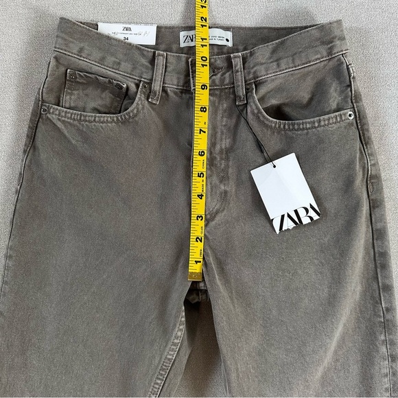 Zara The Straight Cropped Jeans. Khaki. Size 2. - Picture 8 of 9